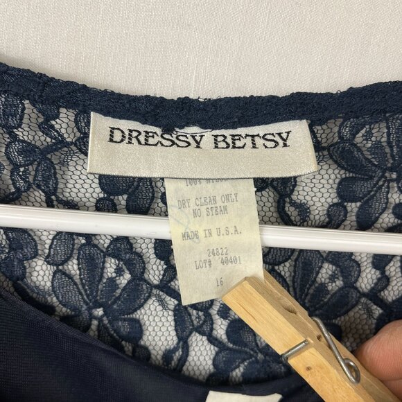 Vintage Dressy Betsy Lace‎ Maxi Dress Women 16 Short Sleeve Modest Fairy Whimsy - Picture 10 of 13